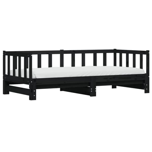 vidaXL Dagbädd med extrasäng svart 90x200 cm massiv furu -  Sängar & sängramar