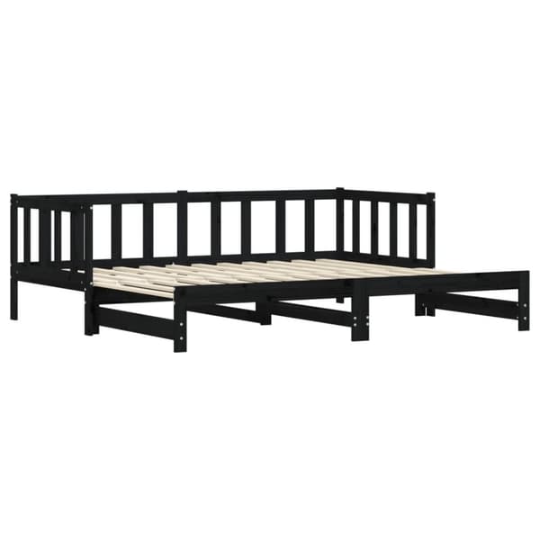 vidaXL Dagbädd med extrasäng svart 90x200 cm massiv furu -  Sängar & sängramar
