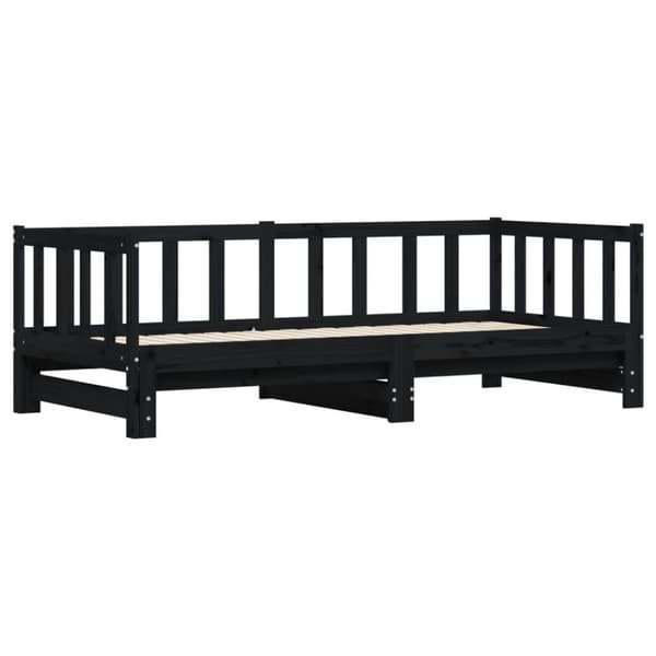 vidaXL Dagbädd med extrasäng svart 90x200 cm massiv furu -  Sängar & sängramar