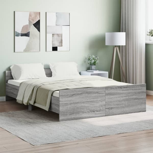 vidaXL Sängynrunko päädyillä harmaa Sonoma 140x190 cm -  Sängyt & sängynrungot