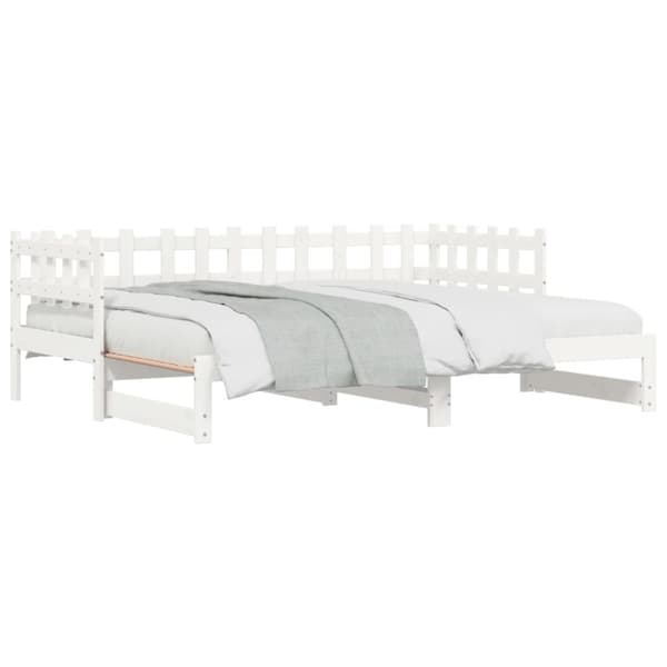 vidaXL daybed med udtræk 2x(90x190) cm massivt fyrretræ hvid -  Senge & sengeramme