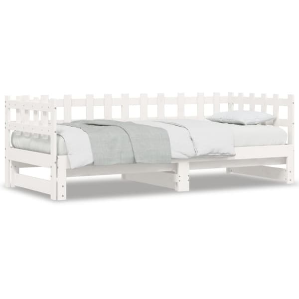 vidaXL daybed med udtræk 2x(90x190) cm massivt fyrretræ hvid -  Senge & sengeramme