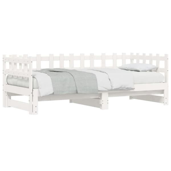 vidaXL daybed med udtræk 2x(90x190) cm massivt fyrretræ hvid -  Senge & sengeramme