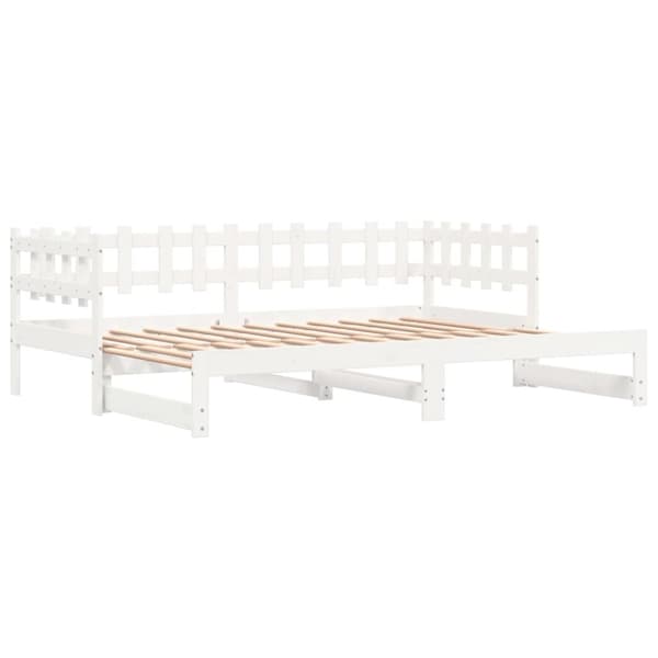 vidaXL daybed med udtræk 2x(90x190) cm massivt fyrretræ hvid -  Senge & sengeramme