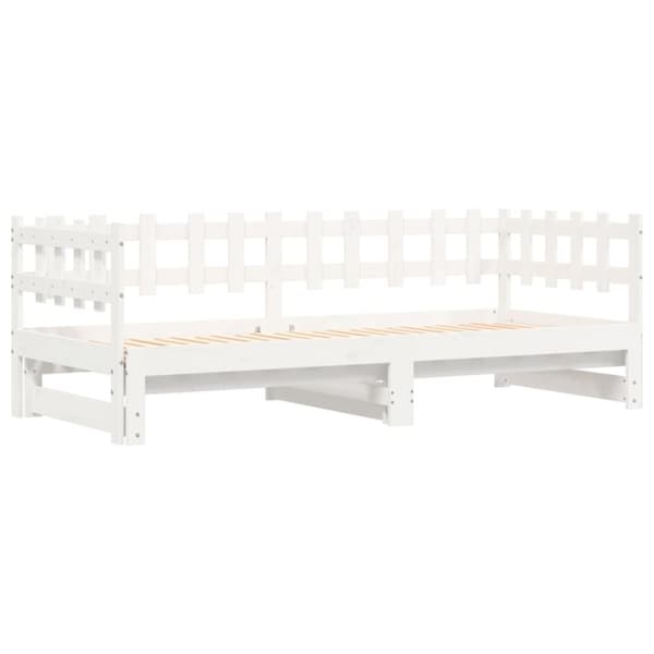 vidaXL daybed med udtræk 2x(90x190) cm massivt fyrretræ hvid -  Senge & sengeramme