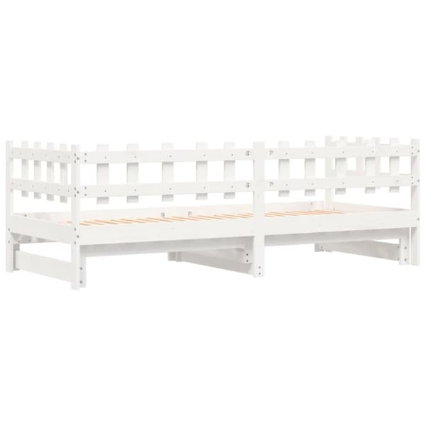 vidaXL daybed med udtræk 2x(90x190) cm massivt fyrretræ hvid -  Senge & sengeramme
