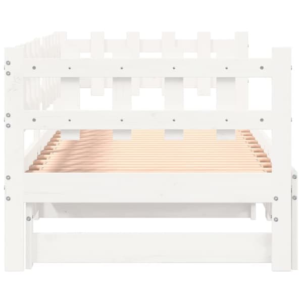 vidaXL daybed med udtræk 2x(90x190) cm massivt fyrretræ hvid -  Senge & sengeramme