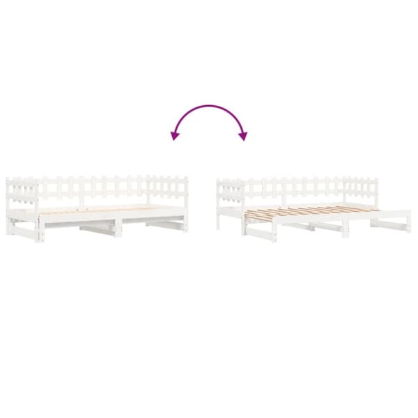 vidaXL daybed med udtræk 2x(90x190) cm massivt fyrretræ hvid -  Senge & sengeramme