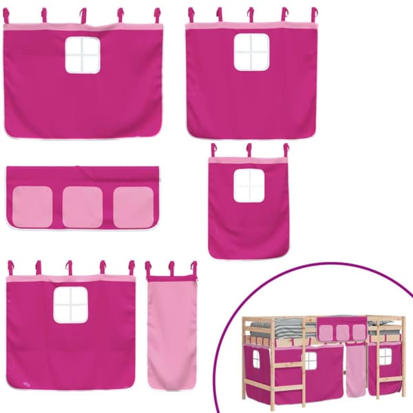 vidaXL Loftsäng med rutschkana rosa 90x200 cm massiv furu - Sängar & sängramar