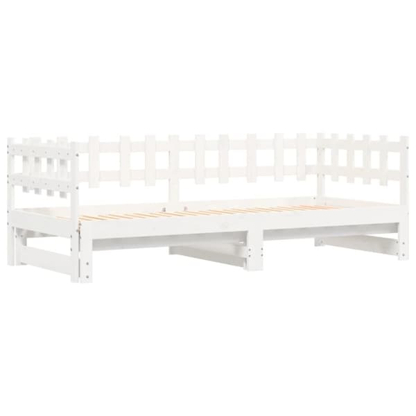 vidaXL Utdragbar dagbädd vit 2x(80x200) cm massiv furu -  Sängar & sängramar