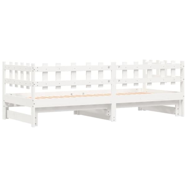 vidaXL Utdragbar dagbädd vit 2x(80x200) cm massiv furu -  Sängar & sängramar