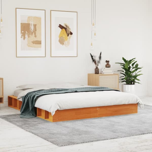vidaXL Sängynrunko vahanruskea 160x200 cm täysi mänty -  Sängyt & sängynrungot