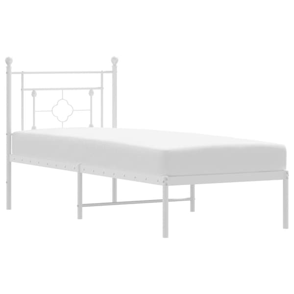 vidaXL Metallinen sängynrunko päädyllä valkoinen 75x190 cm - Sängyt & sängynrungot