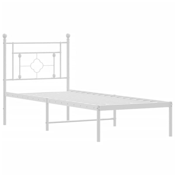 vidaXL Metallinen sängynrunko päädyllä valkoinen 75x190 cm - Sängyt & sängynrungot