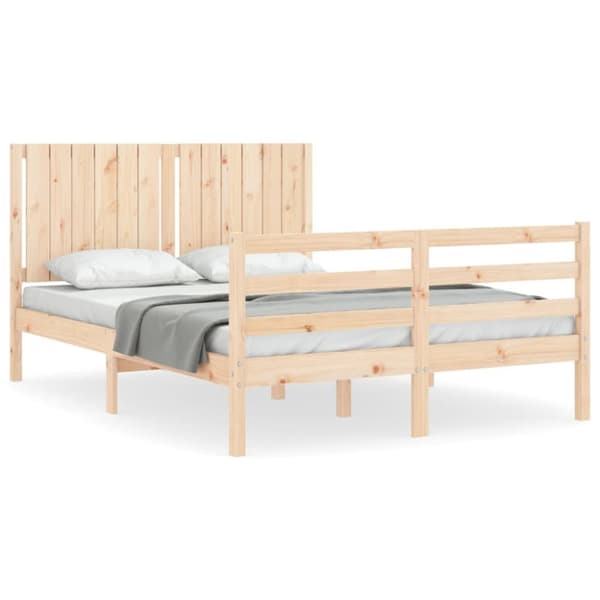 vidaXL sengeramme med sengegavl 140x190 cm massivt træ - Senge & sengeramme