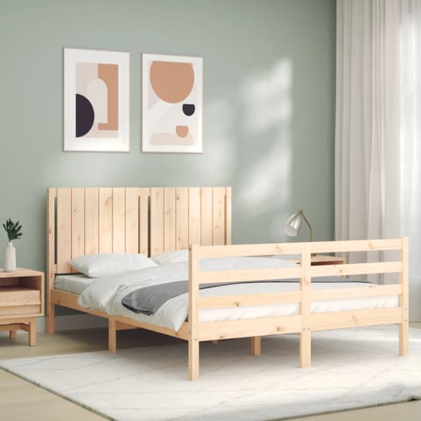vidaXL sengeramme med sengegavl 140x190 cm massivt træ - Senge & sengeramme