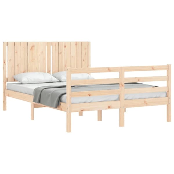 vidaXL sengeramme med sengegavl 140x190 cm massivt træ - Senge & sengeramme