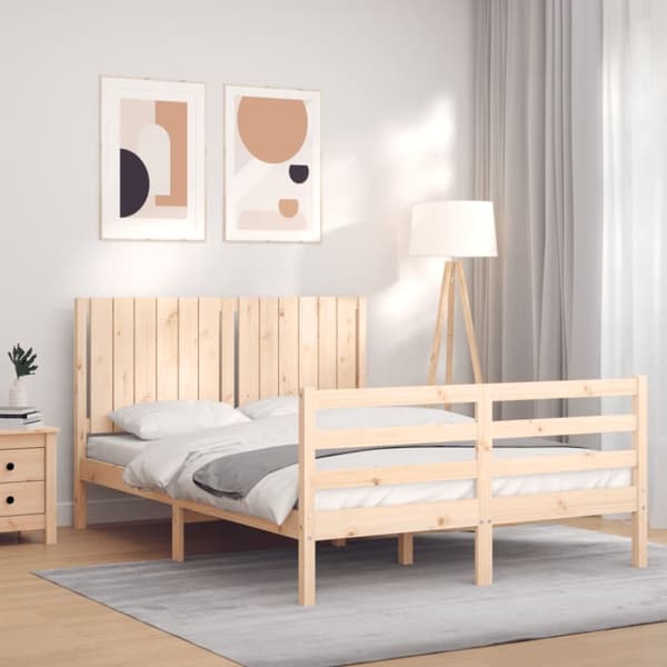 vidaXL sengeramme med sengegavl 140x190 cm massivt træ -  Senge & sengeramme