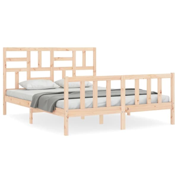 vidaXL sengeramme med sengegavl 160x200 cm massivt træ - Senge & sengeramme