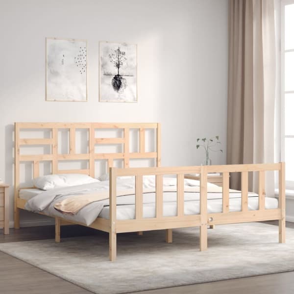 vidaXL sengeramme med sengegavl 160x200 cm massivt træ - Senge & sengeramme
