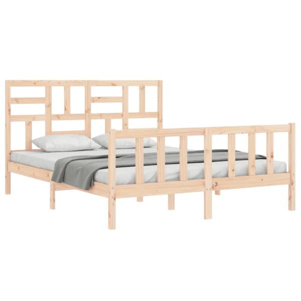 vidaXL sengeramme med sengegavl 160x200 cm massivt træ - Senge & sengeramme
