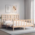 Miniatyrbillede 1 af 11: vidaXL sengeramme med sengegavl 160x200 cm massivt træ -  Senge & sengeramme