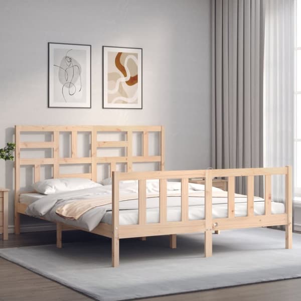 vidaXL sengeramme med sengegavl 160x200 cm massivt træ -  Senge & sengeramme