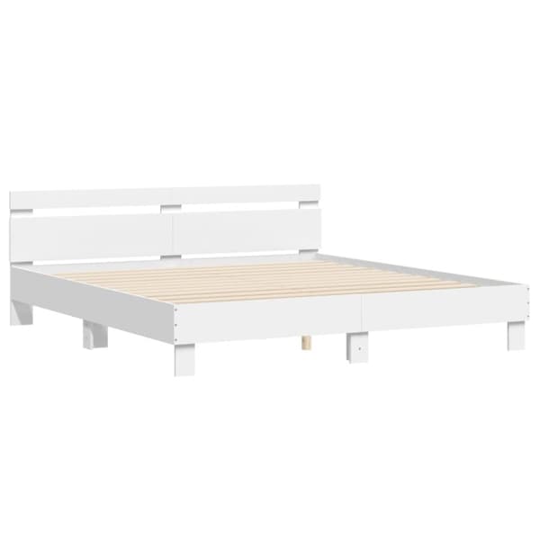 vidaXL sengeramme med sengegavl 160x200 cm konstrueret træ hvid - Senge & sengeramme