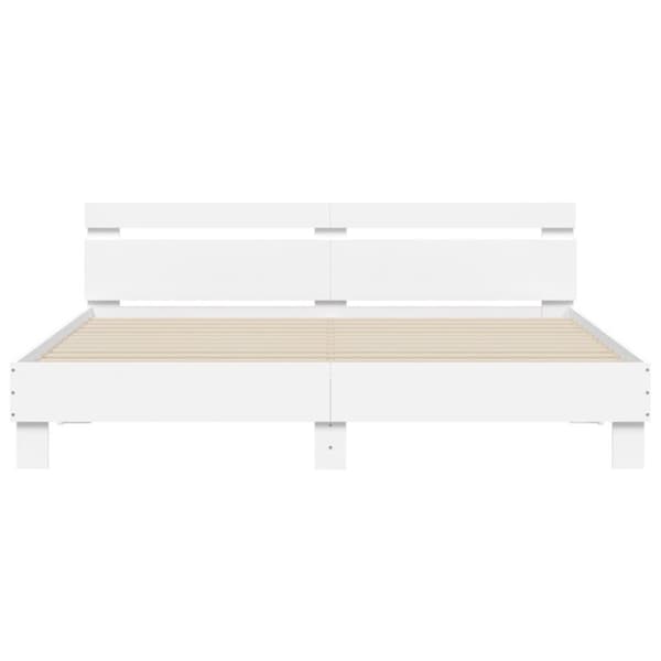 vidaXL sengeramme med sengegavl 160x200 cm konstrueret træ hvid - Senge & sengeramme
