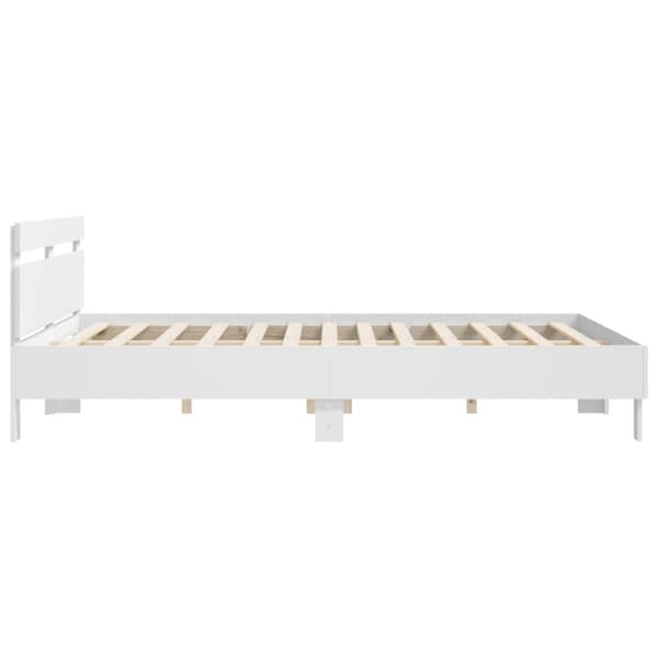 vidaXL sengeramme med sengegavl 160x200 cm konstrueret træ hvid - Senge & sengeramme