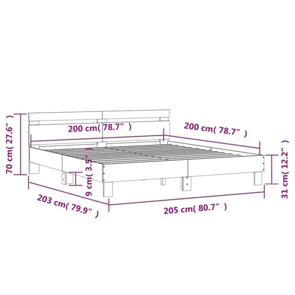 vidaXL sengeramme med sengegavl 200x200 cm konstrueret træ sonoma-eg -  Senge & sengeramme
