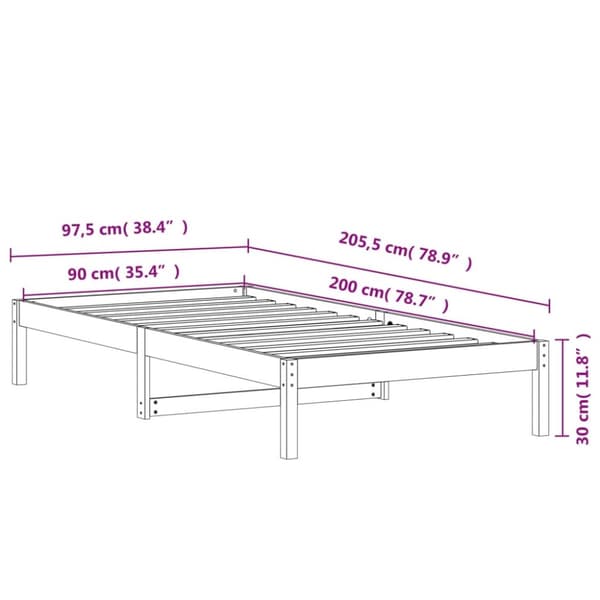 vidaXL daybed 90x200 cm massivt fyrretræ gyldenbrun - Senge & sengeramme