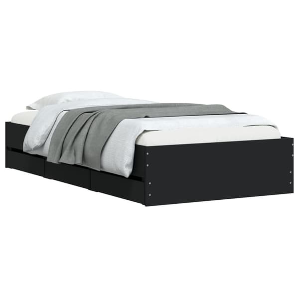 vidaXL Sängram med lådor svart 90x190 cm konstruerat trä - Sängar & sängramar
