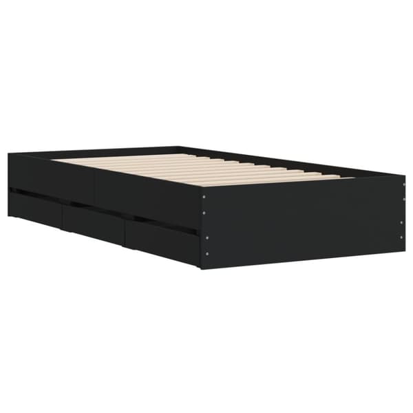 vidaXL Sängram med lådor svart 90x190 cm konstruerat trä - Sängar & sängramar