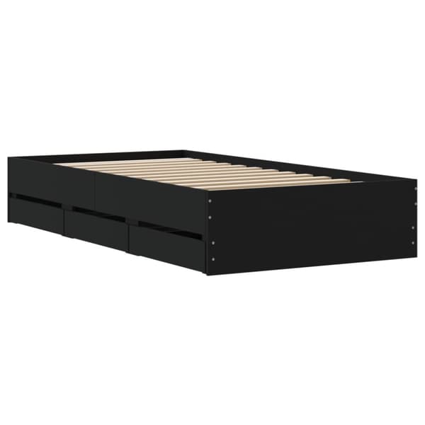 vidaXL Sängram med lådor svart 90x190 cm konstruerat trä - Sängar & sängramar