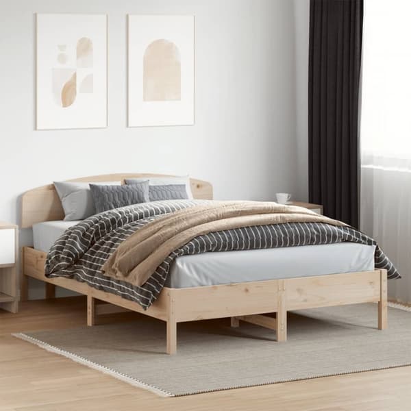vidaXL sengeramme med sengegavl 120x200 cm massivt fyrretræ hvid - Senge & sengeramme