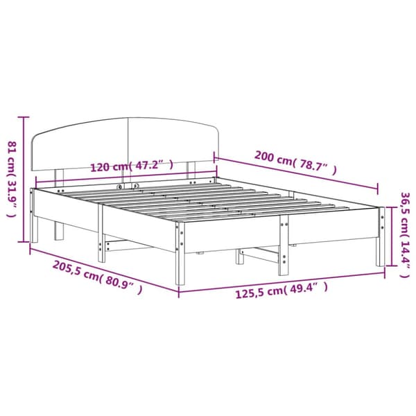 vidaXL sengeramme med sengegavl 120x200 cm massivt fyrretræ hvid - Senge & sengeramme