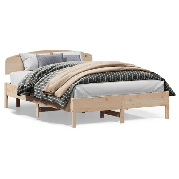 vidaXL sengeramme med sengegavl 120x200 cm massivt fyrretræ hvid -  Senge & sengeramme
