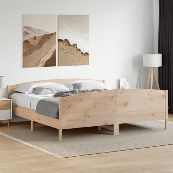 vidaXL sengeramme med sengegavl 180x200 cm massivt fyrretræ - Senge & sengeramme