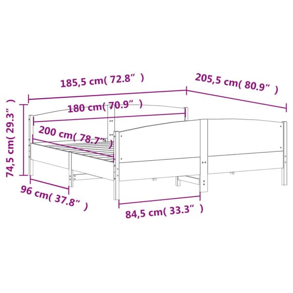 vidaXL sengeramme med sengegavl 180x200 cm massivt fyrretræ -  Senge & sengeramme