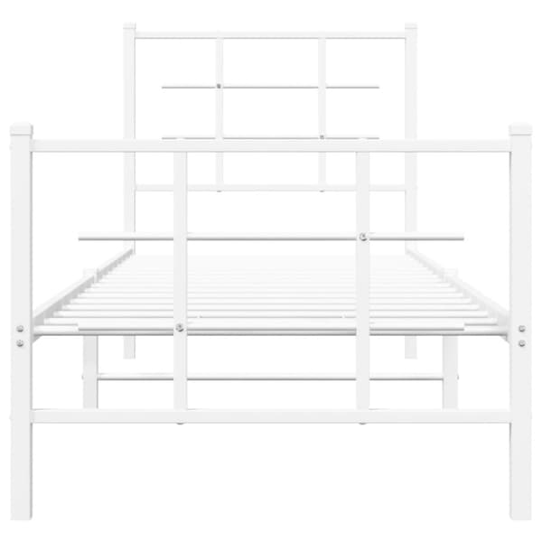vidaXL Metallinen sängynrunko päädyillä valkoinen 75x190 cm -  Sängyt & sängynrungot