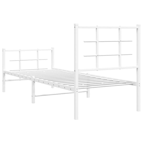 vidaXL Metallinen sängynrunko päädyillä valkoinen 75x190 cm -  Sängyt & sängynrungot