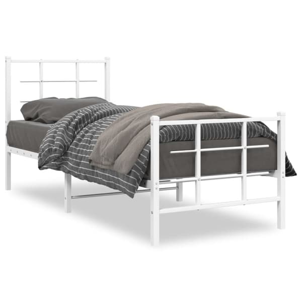 vidaXL Metallinen sängynrunko päädyillä valkoinen 75x190 cm -  Sängyt & sängynrungot