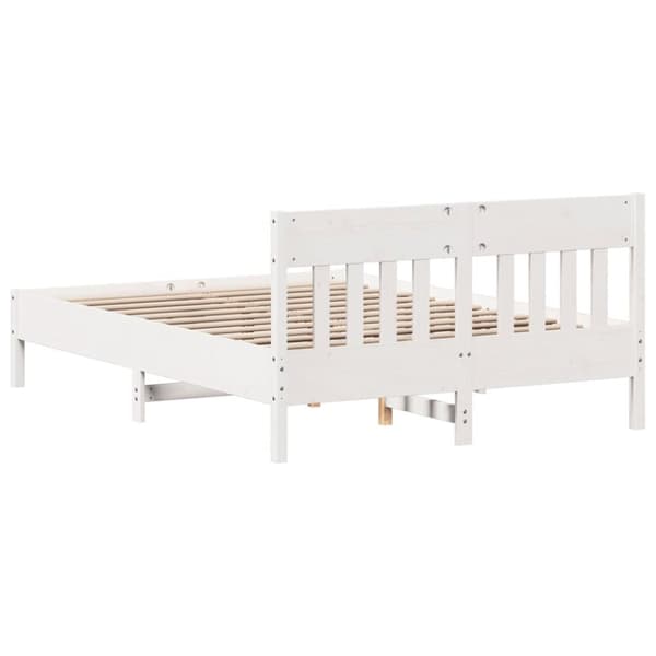 vidaXL sengeramme med sengegavl 120x190 cm massivt fyrretræ hvid - Senge & sengeramme