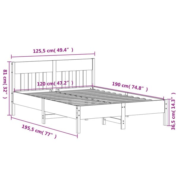 vidaXL sengeramme med sengegavl 120x190 cm massivt fyrretræ hvid - Senge & sengeramme