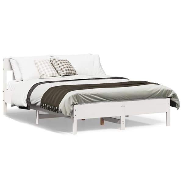 vidaXL sengeramme med sengegavl 120x190 cm massivt fyrretræ hvid - Senge & sengeramme