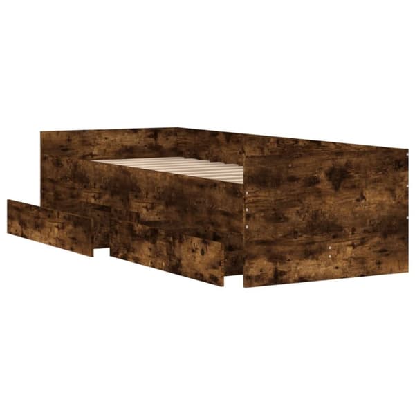 vidaXL Sängynrunko laatikoilla savutammi 90x190 cm - Sängyt & sängynrungot