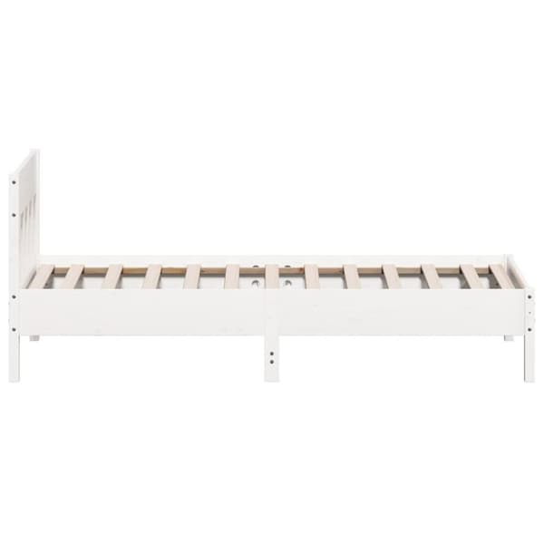 vidaXL Sängynrunko sängynpäädyllä valkoinen 90x200 cm täysi mänty -  Sängyt & sängynrungot