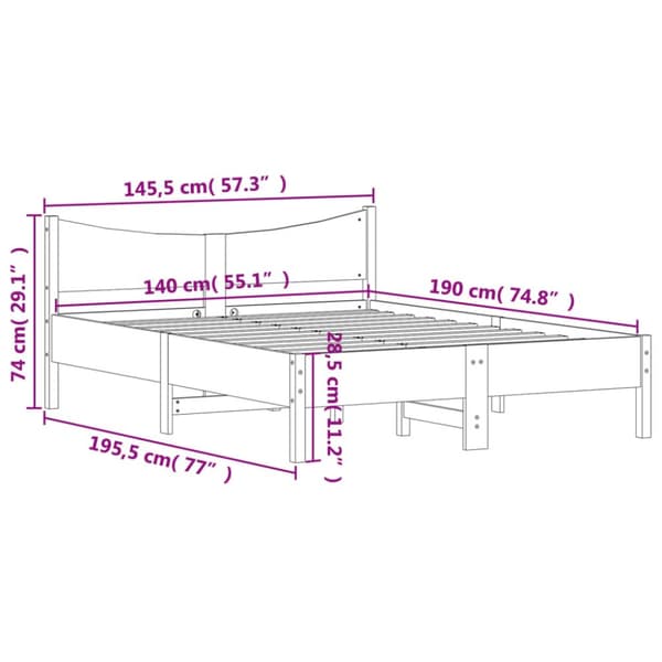 vidaXL Sängynrunko 140x190 cm täysi mänty - Sängyt & sängynrungot