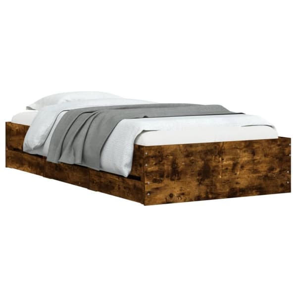 vidaXL Sängram med lådor rökfärgad ek 90x200 cm konstruerad trä -  Sängar & sängramar
